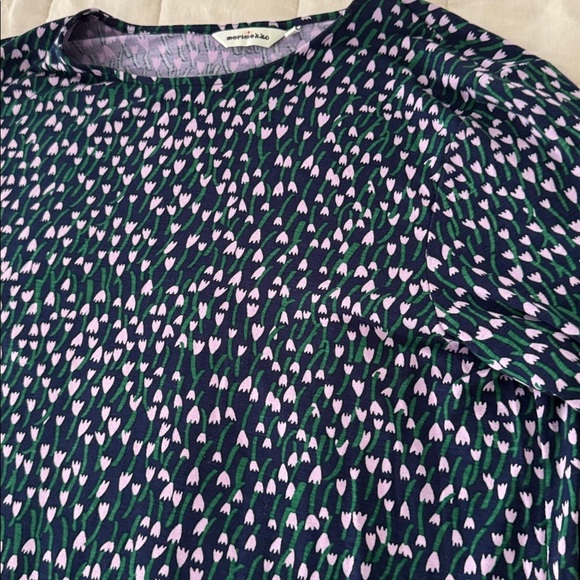 Marimekko Dress Blue With Pink and Green Flowers Huokaus Tahtiniitty Size XL - Picture 7 of 9